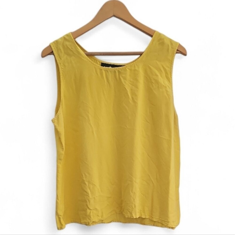 Sag Harbor 100% Silk Sleeveless Blouse Women’s 14 Golden Yellow Minimalist